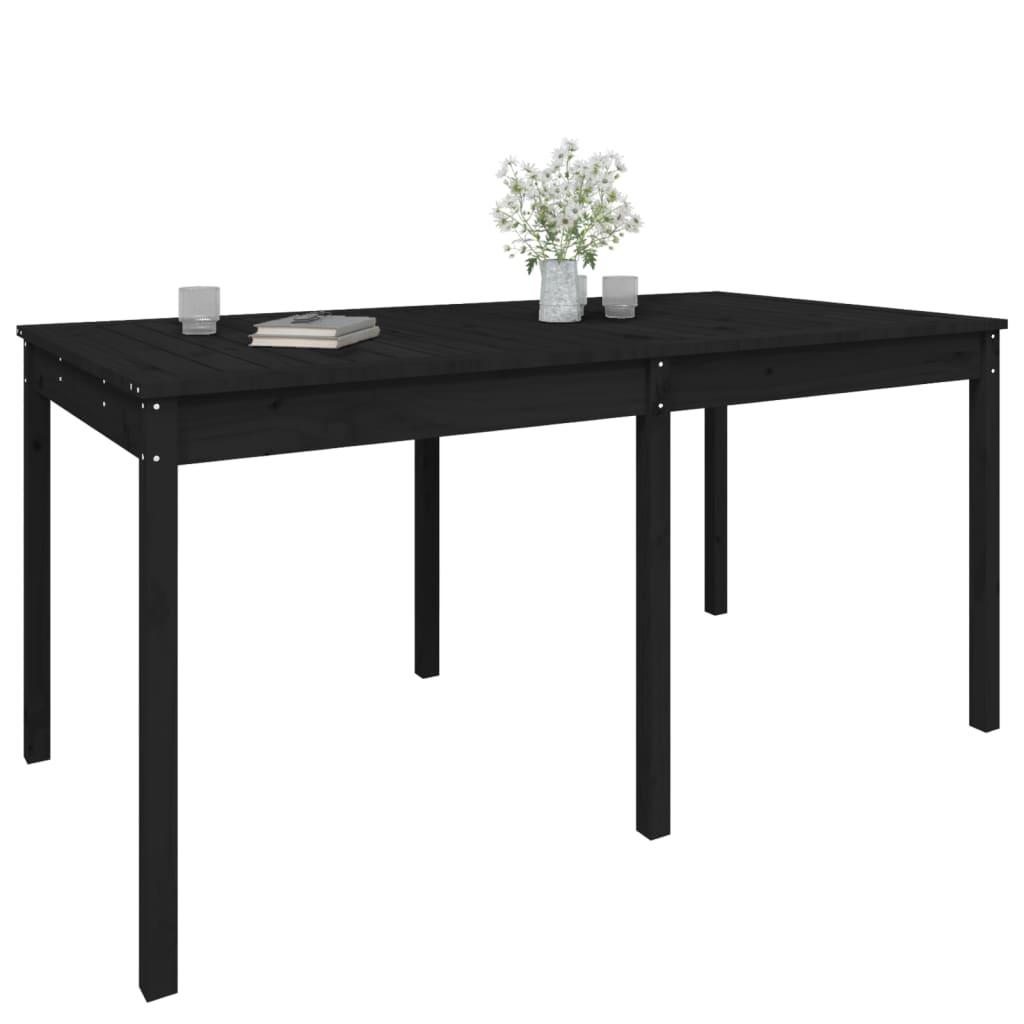 Garden Table Black 159.5x82.5x76 cm Solid Wood Pine