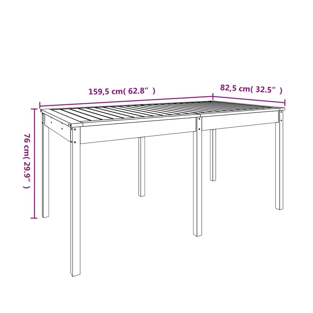 Garden Table Black 159.5x82.5x76 cm Solid Wood Pine