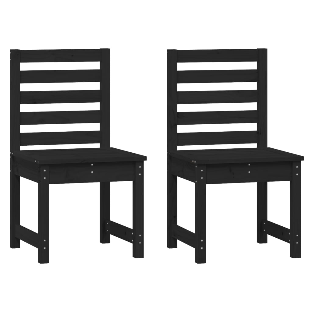 Garden Chairs 2 pcs Black 50x48x91.5 cm Solid Wood Pine