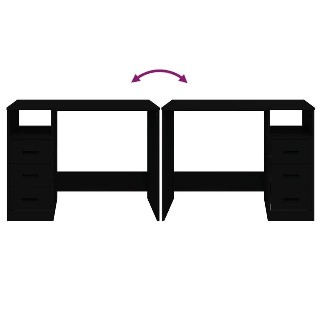 Desk with Drawers Black 102x50x76 cm Engineered Wood