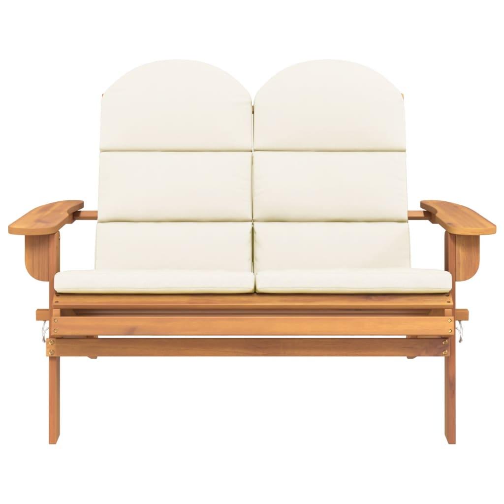 Adirondack Garden Bench with Cushions 126 cm Solid Wood Acacia