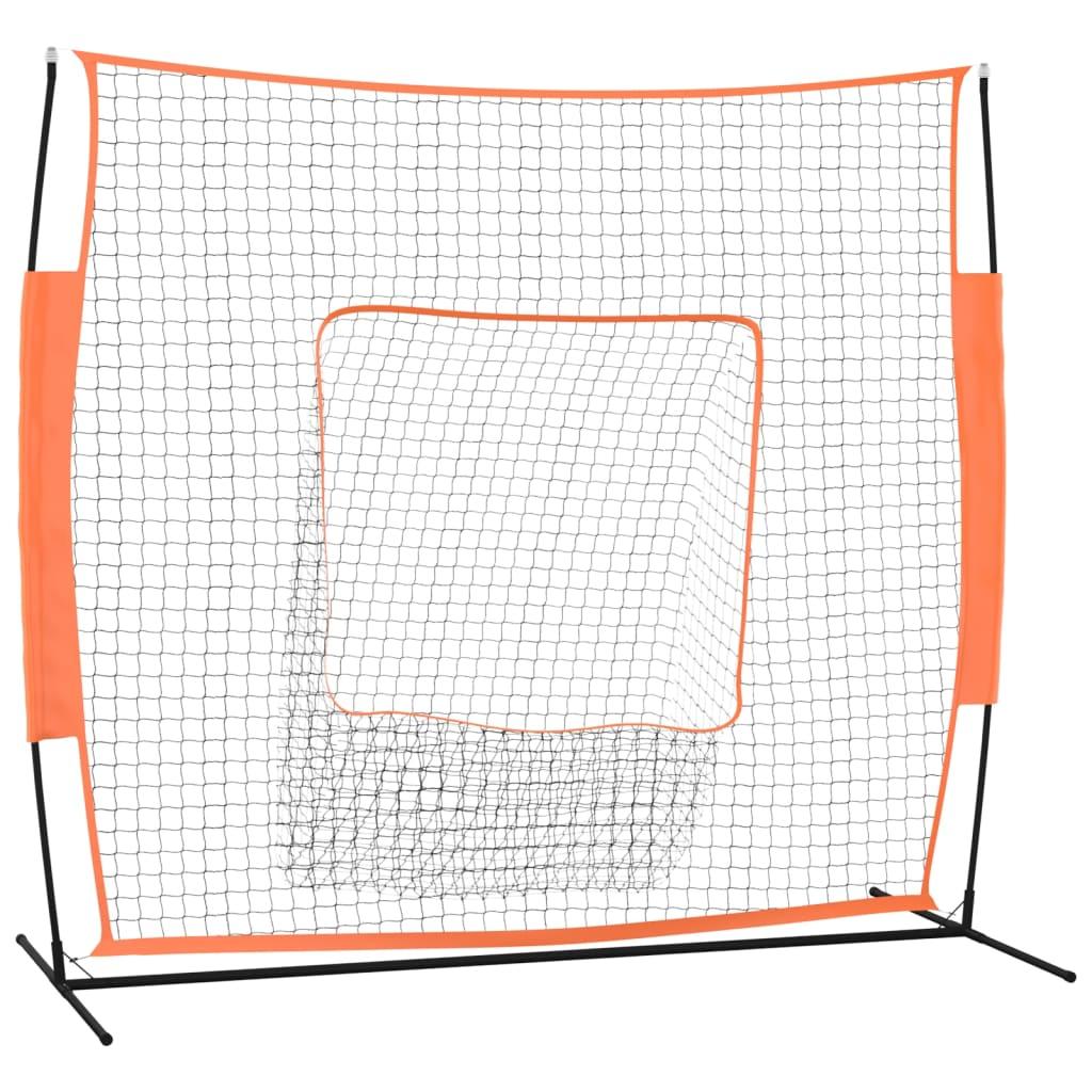 Portable Baseball Net Orange and Black 219x107x212 cm Steel and Polyester