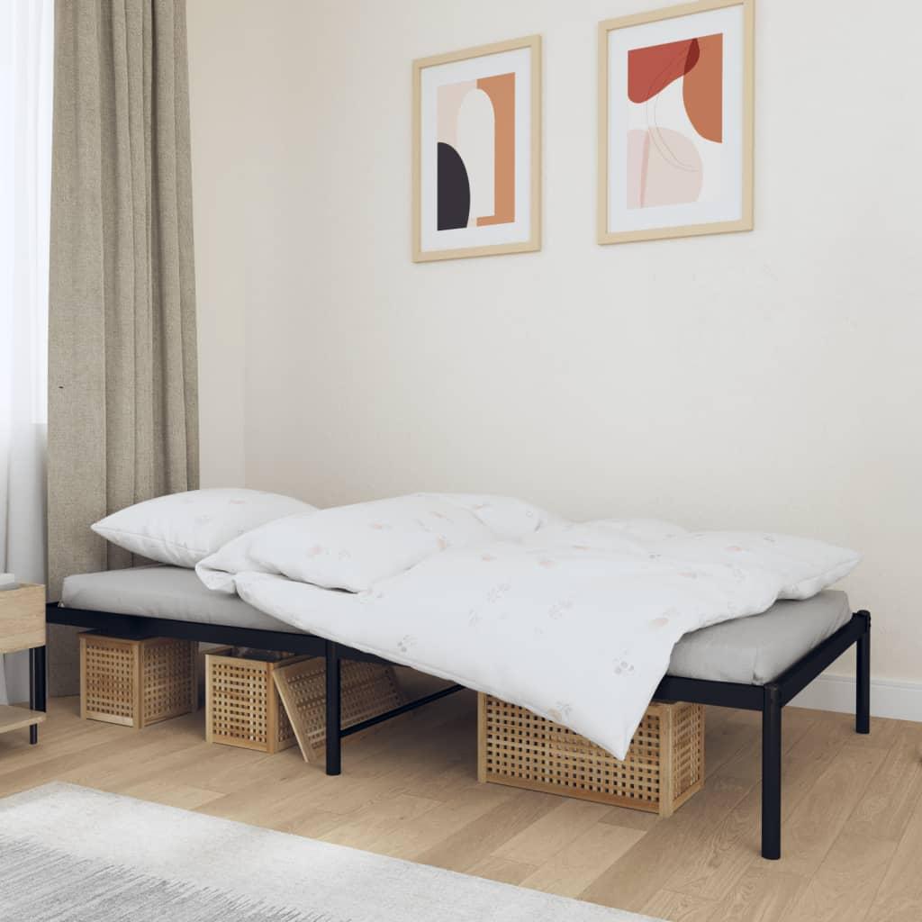 Metal Bed Frame without Mattress Black 90x190 cm