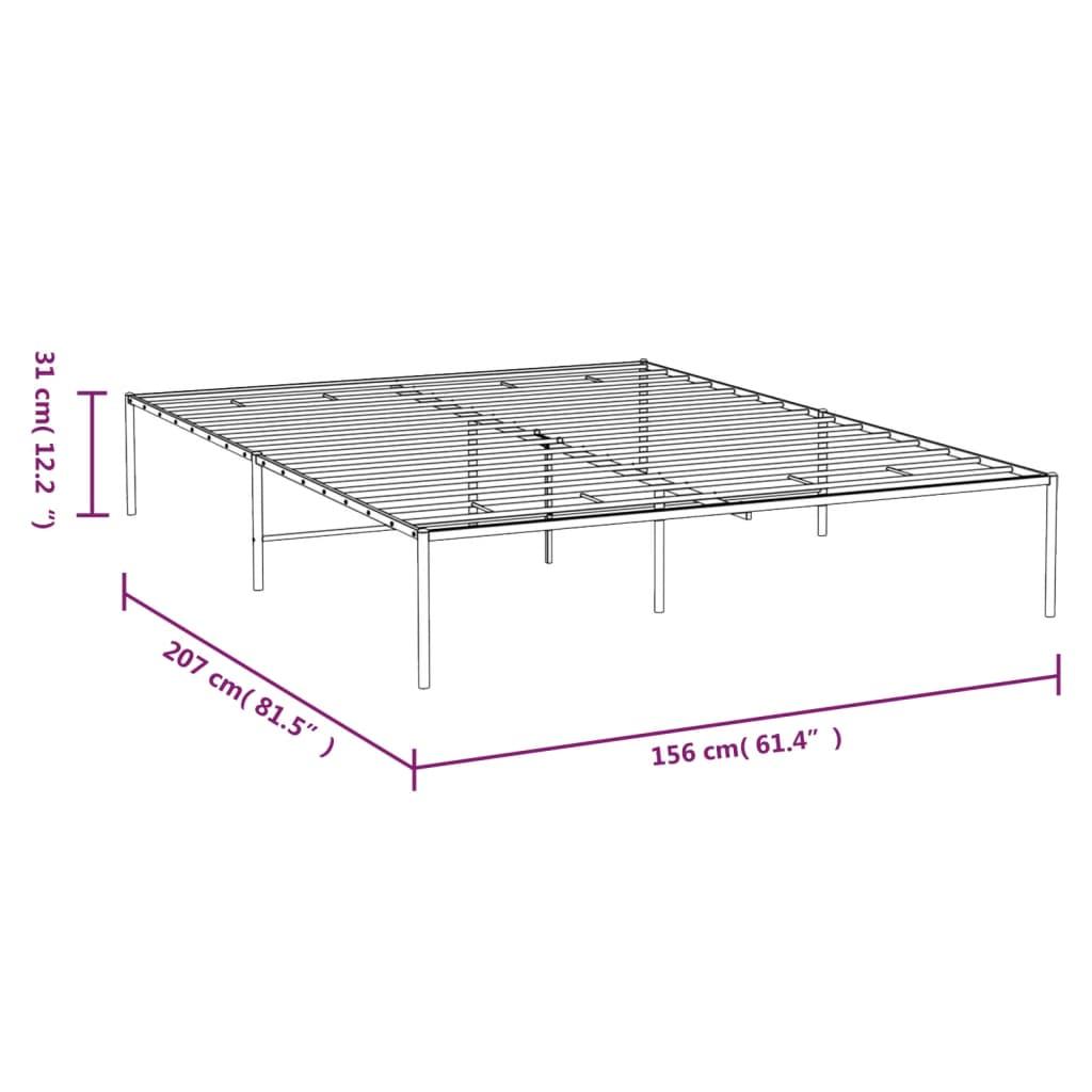 Metal Bed Frame without Mattress Black 150x200 cm