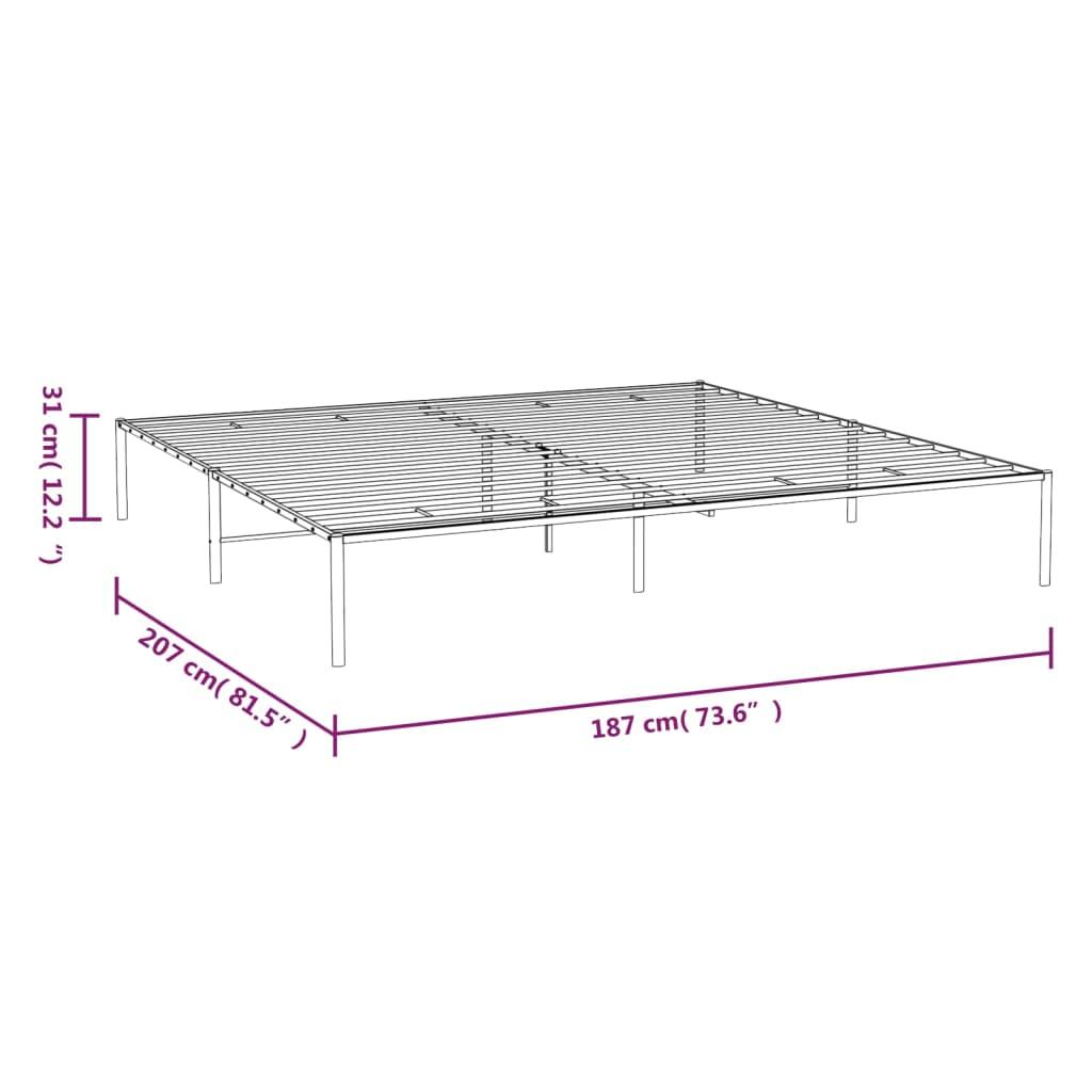 Metal Bed Frame without Mattress Black 183x203 cm King