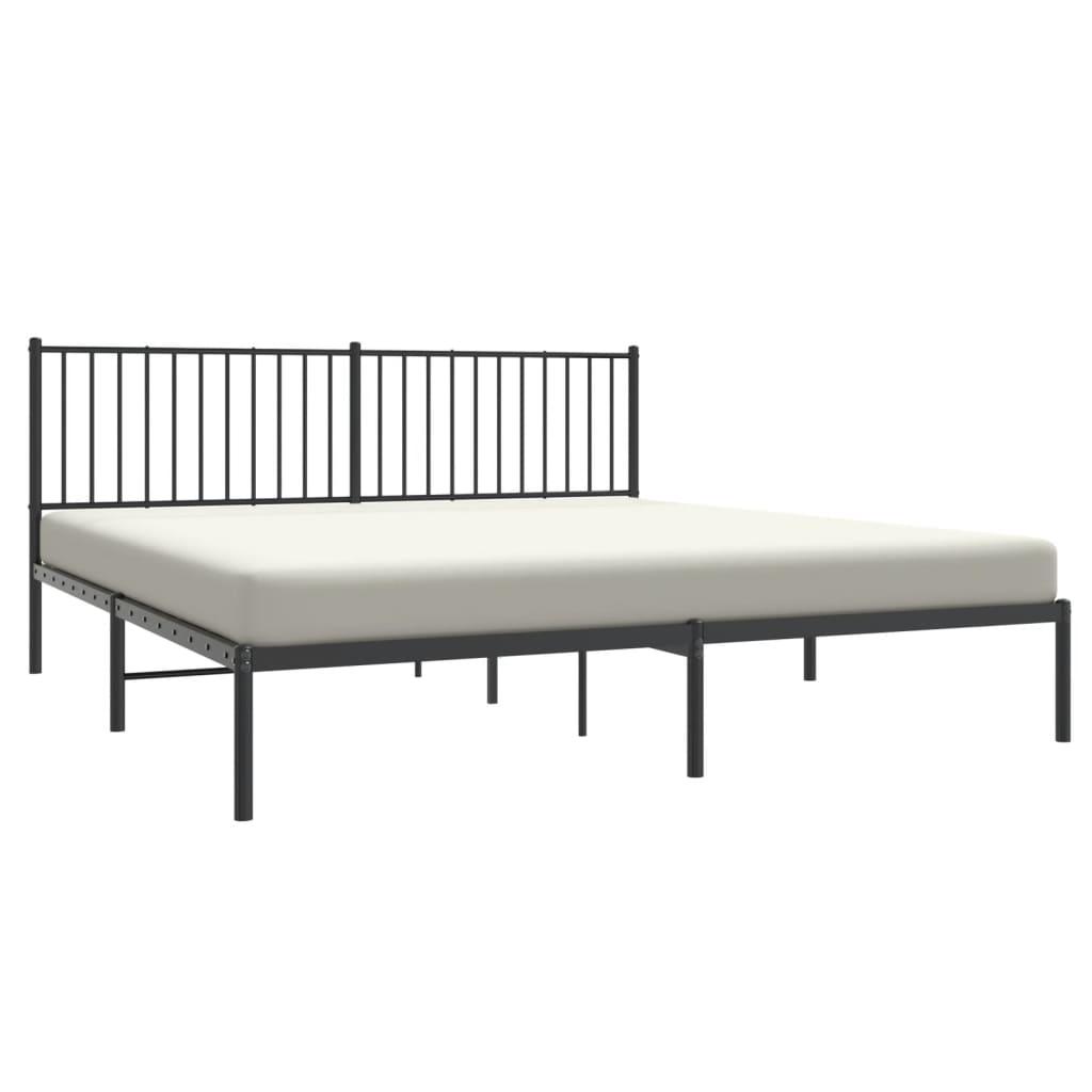 Metal Bed Frame without Mattress with Headboard Black 183x203 cm King