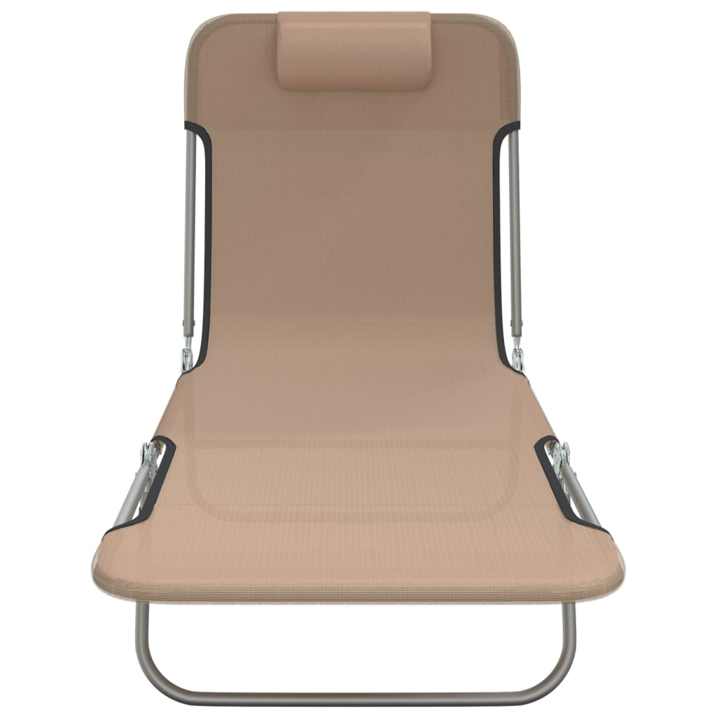 Folding Sun Loungers 2 pcs Taupe Textilene and Steel