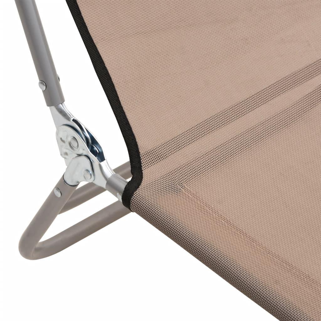 Folding Sun Loungers 2 pcs Taupe Textilene and Steel