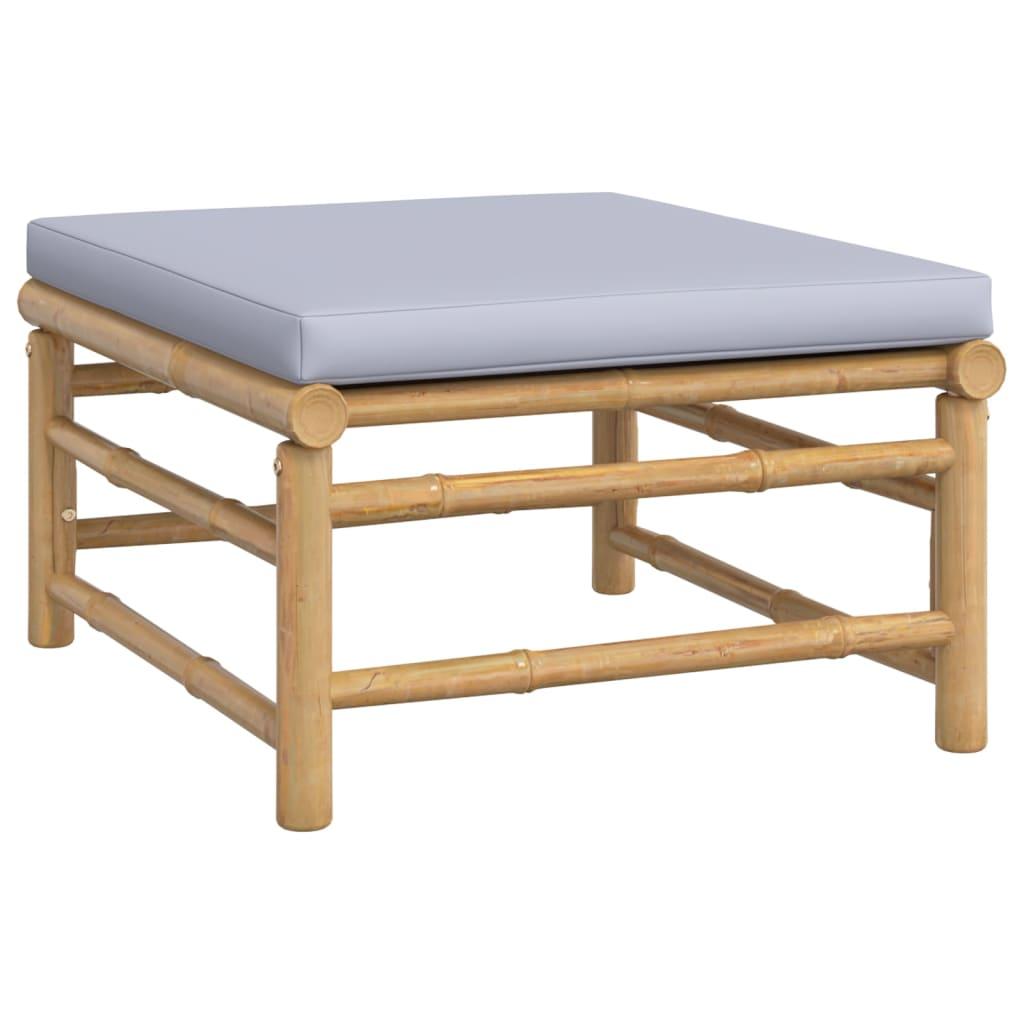 3 Piece Garden Lounge Set with Light Grey Cushions Bamboo