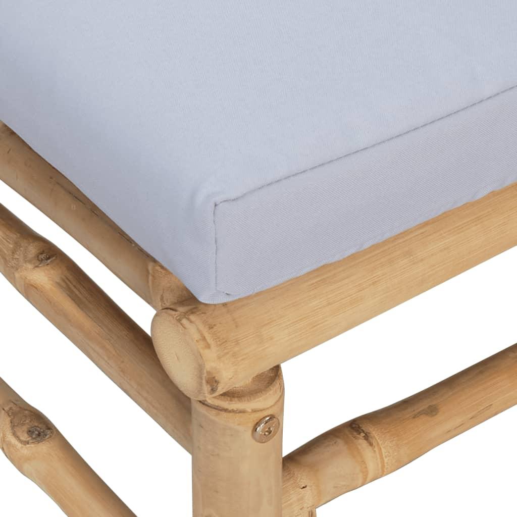 3 Piece Garden Lounge Set with Light Grey Cushions Bamboo