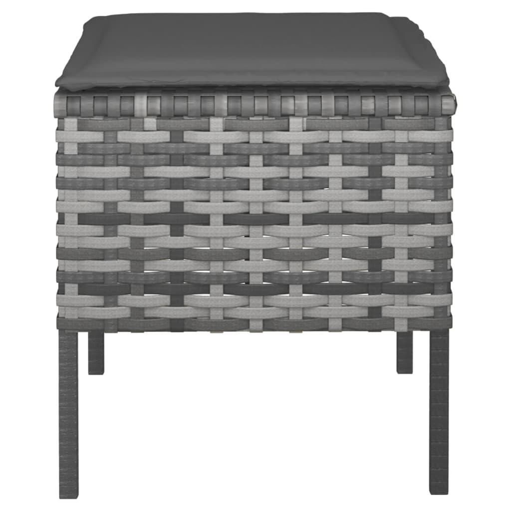 Garden Footstools with Cushions 4 pcs Grey Poly Rattan
