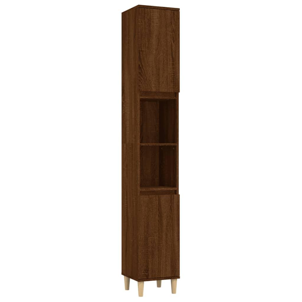 Bathroom Cabinet Brown Oak 30x30x190 cm Engineered Wood