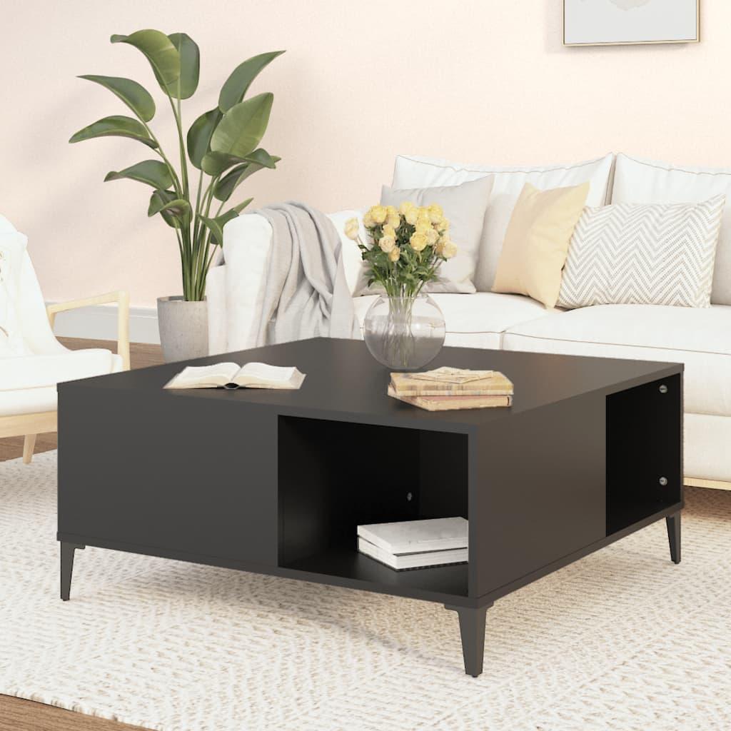 Coffee Table Black 80x80x36.5 cm Engineered Wood