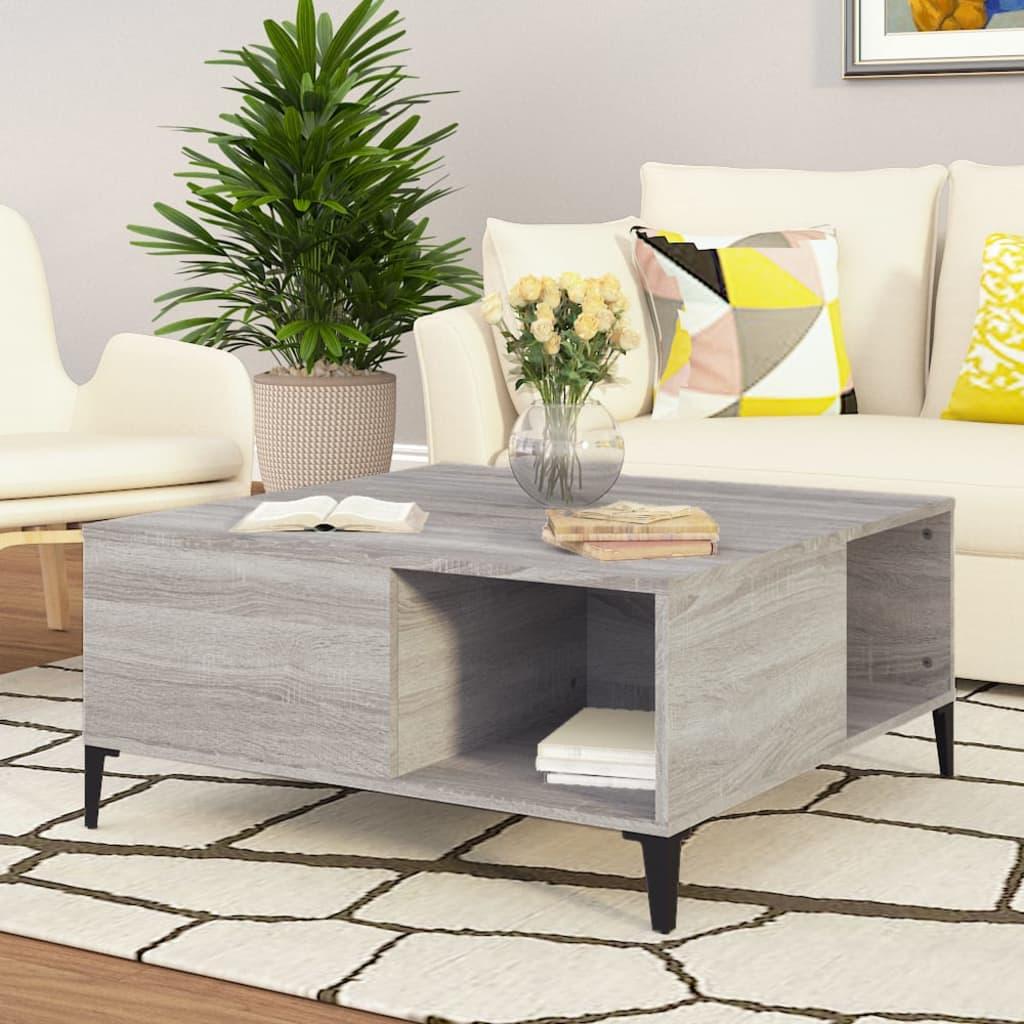Coffee Table Grey Sonoma 80x80x36.5 cm Engineered Wood