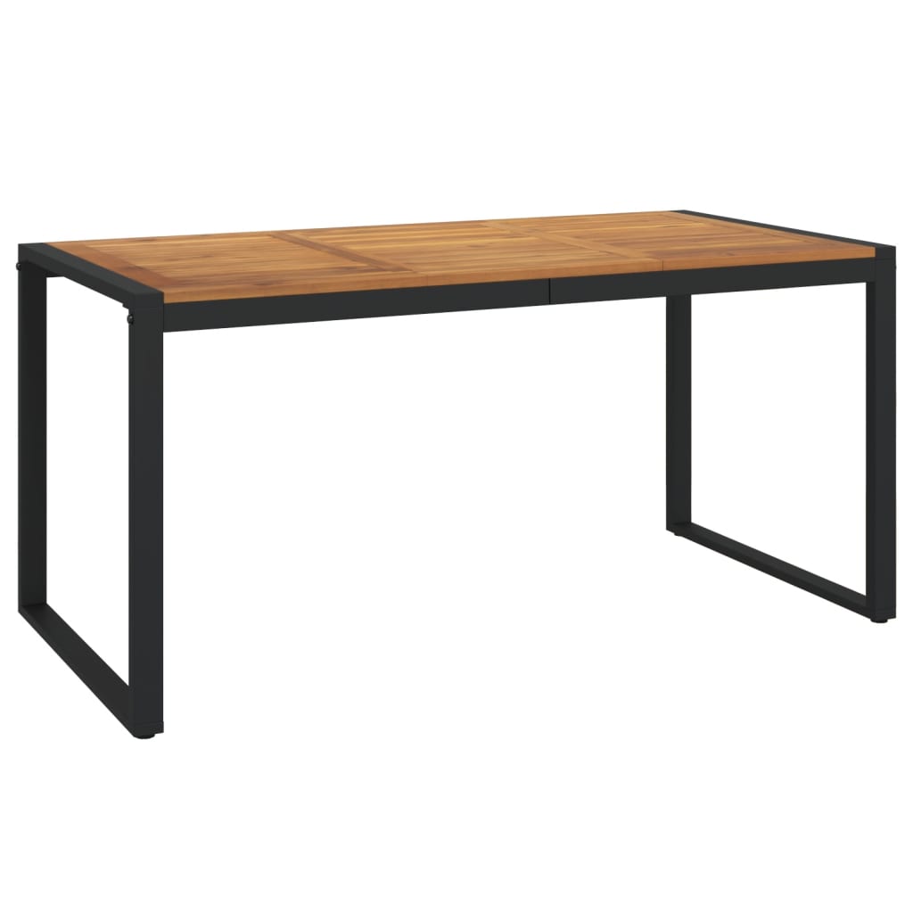 Garden Table with U-shaped Legs 160x80x75 cm Solid Wood Acacia