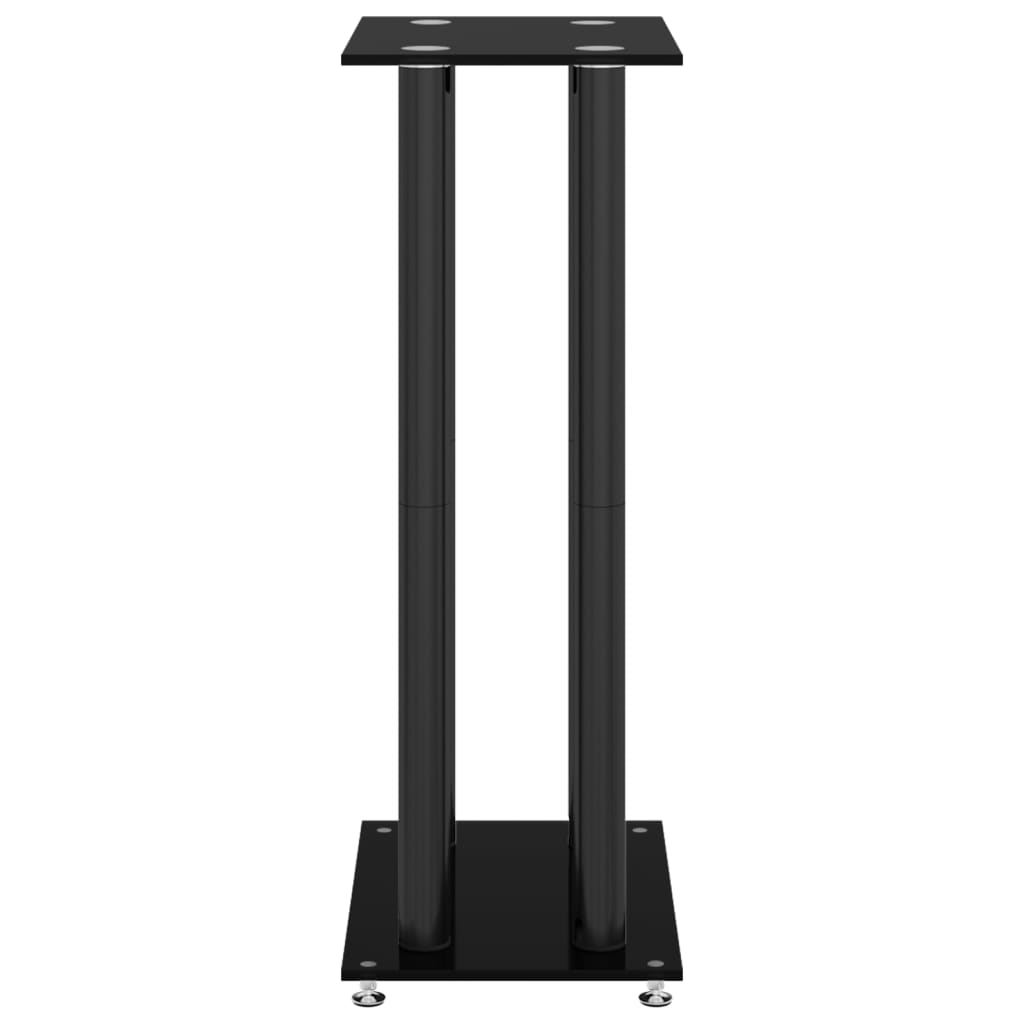 Speaker Stands 2 pcs Black Tempered Glass 4 Pillars Design
