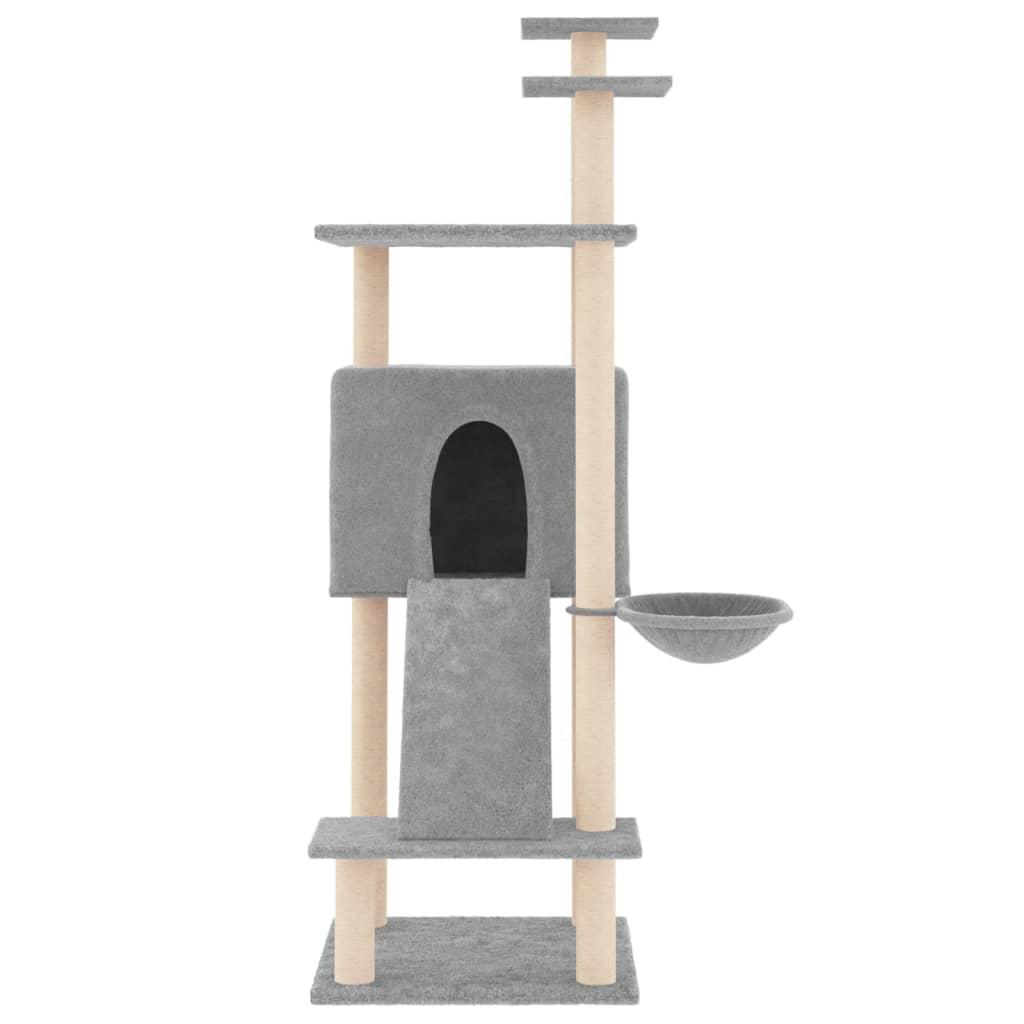 Cat Tree with Sisal Scratching Posts Light Grey 153 cm