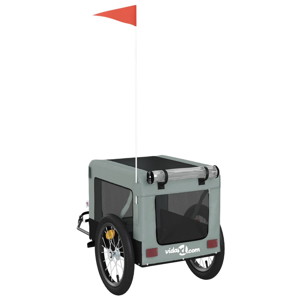 Pet Bike Trailer Grey and Black Oxford Fabric&Iron