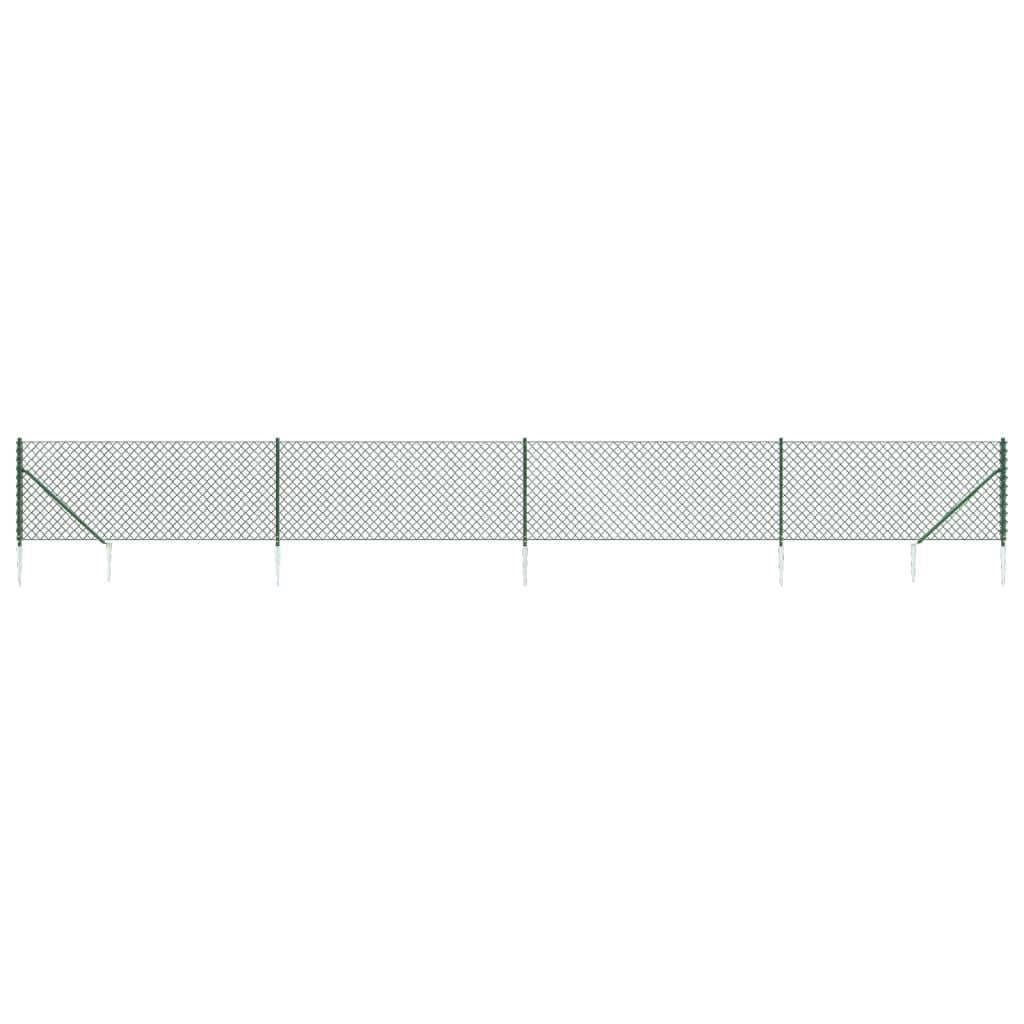 Chain Link Fence with Spike Anchors Green 0.8x10 m