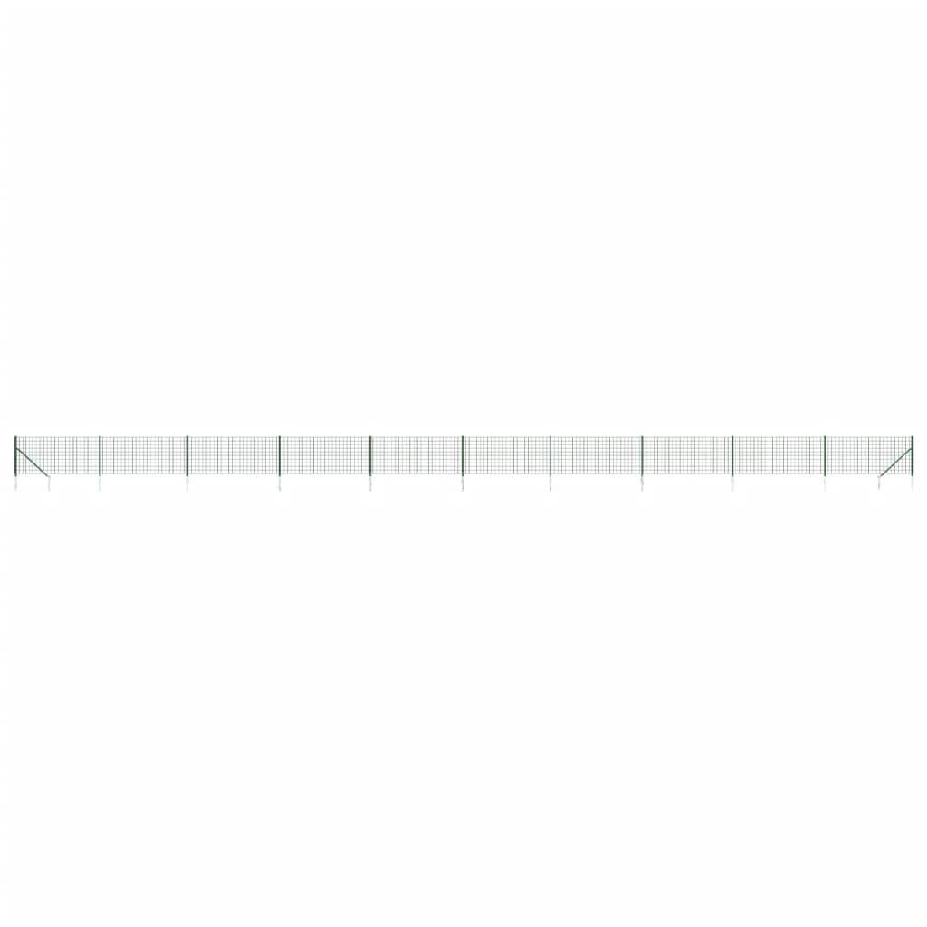 Wire Mesh Fence with Spike Anchors Green 1x25 m