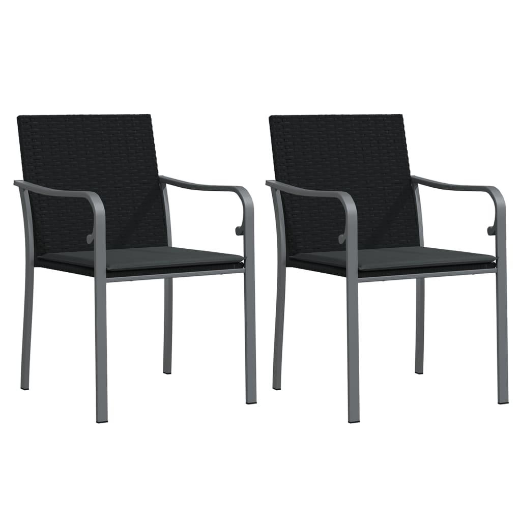 Garden Chairs with Cushions 2 pcs Black 56x59x84 cm Poly Rattan