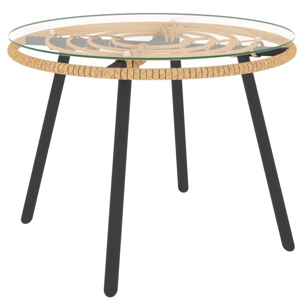 3 Piece Garden Lounge Set with Beige Cushions Poly Rattan