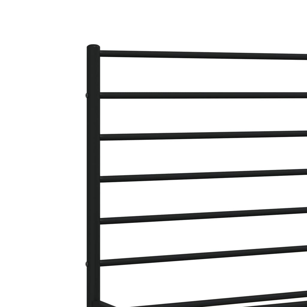 Metal Bed Frame without Mattress with Headboard Black 183x203 cm King