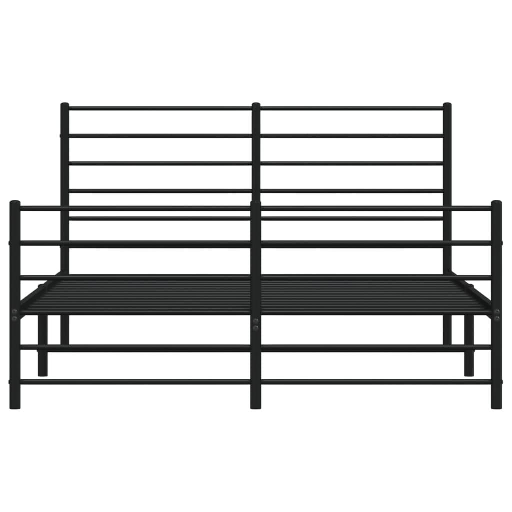 Metal Bed Frame without Mattress with Footboard Black 135x190 cm