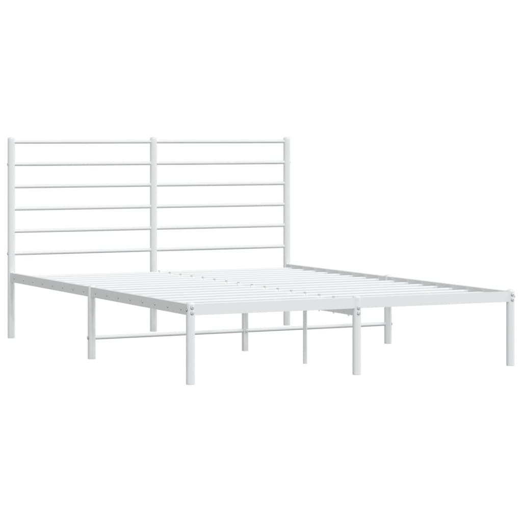 Metal Bed Frame without Mattress with Headboard White 135x190 cm