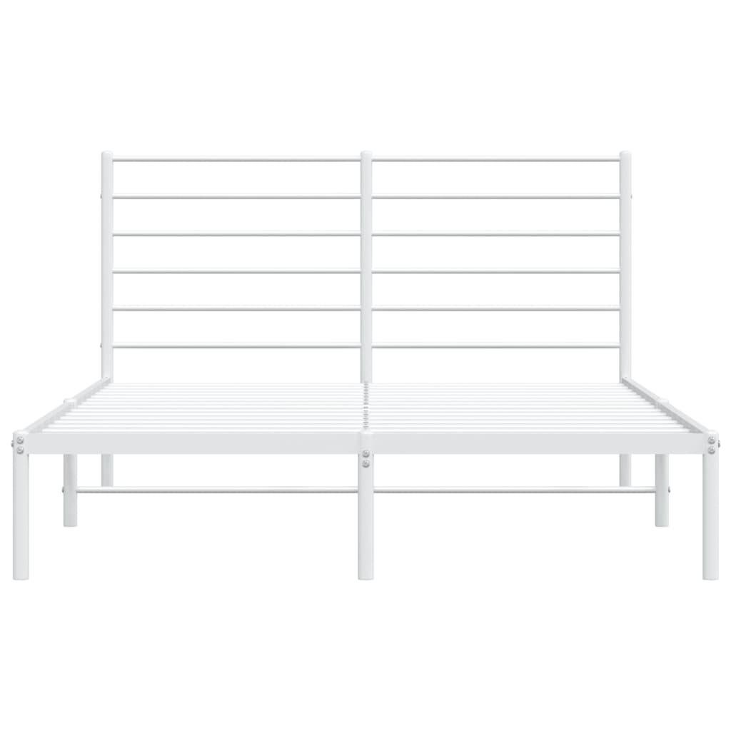 Metal Bed Frame without Mattress with Headboard White 150x200 cm