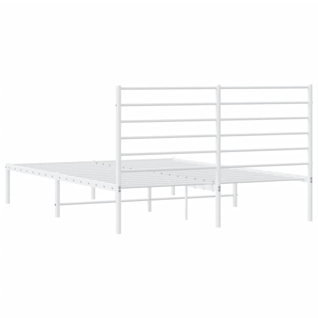 Metal Bed Frame without Mattress with Headboard White 150x200 cm
