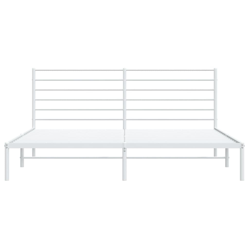 Metal Bed Frame without Mattress with Headboard White 183x203 cm King