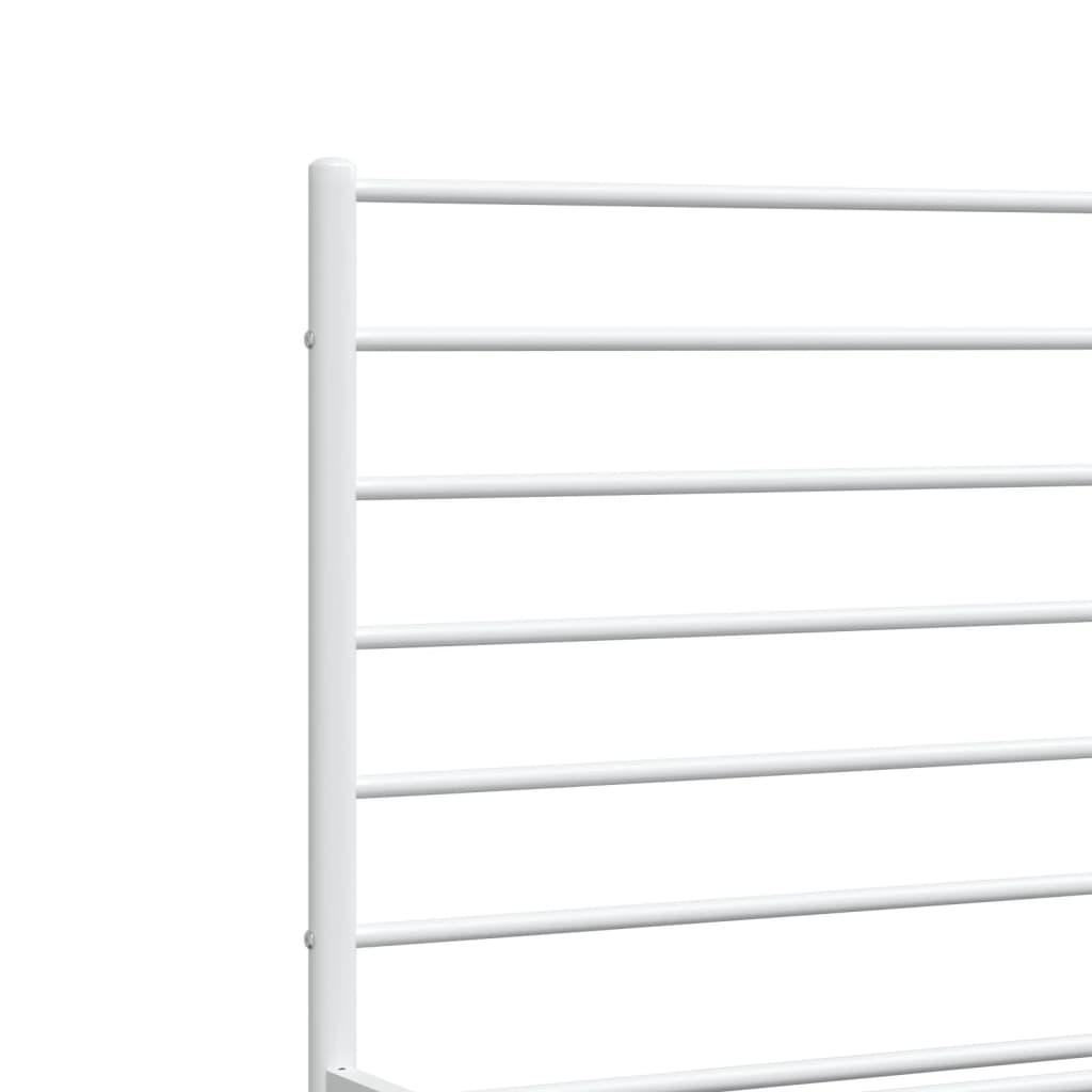 Metal Bed Frame without Mattress with Headboard White 183x203 cm King
