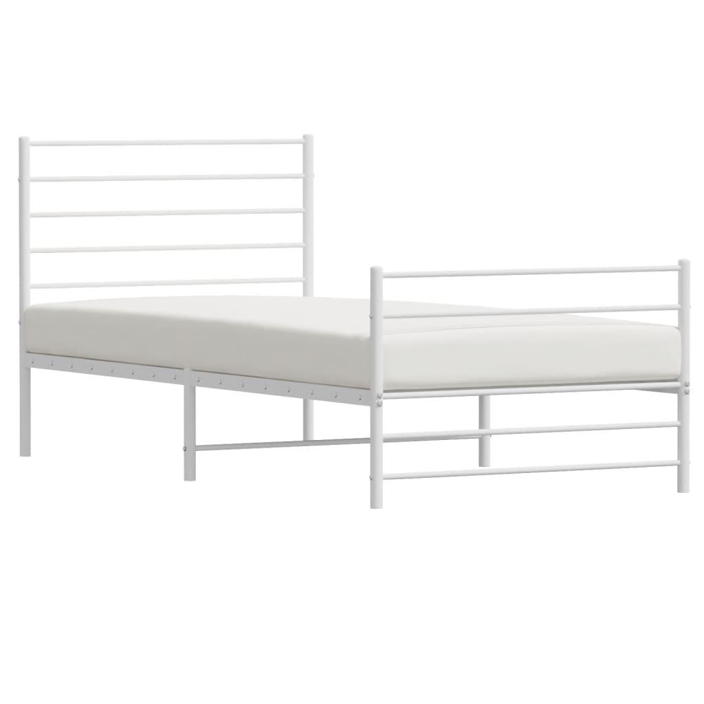 Metal Bed Frame without Mattress with Footboard White 90x190 cm