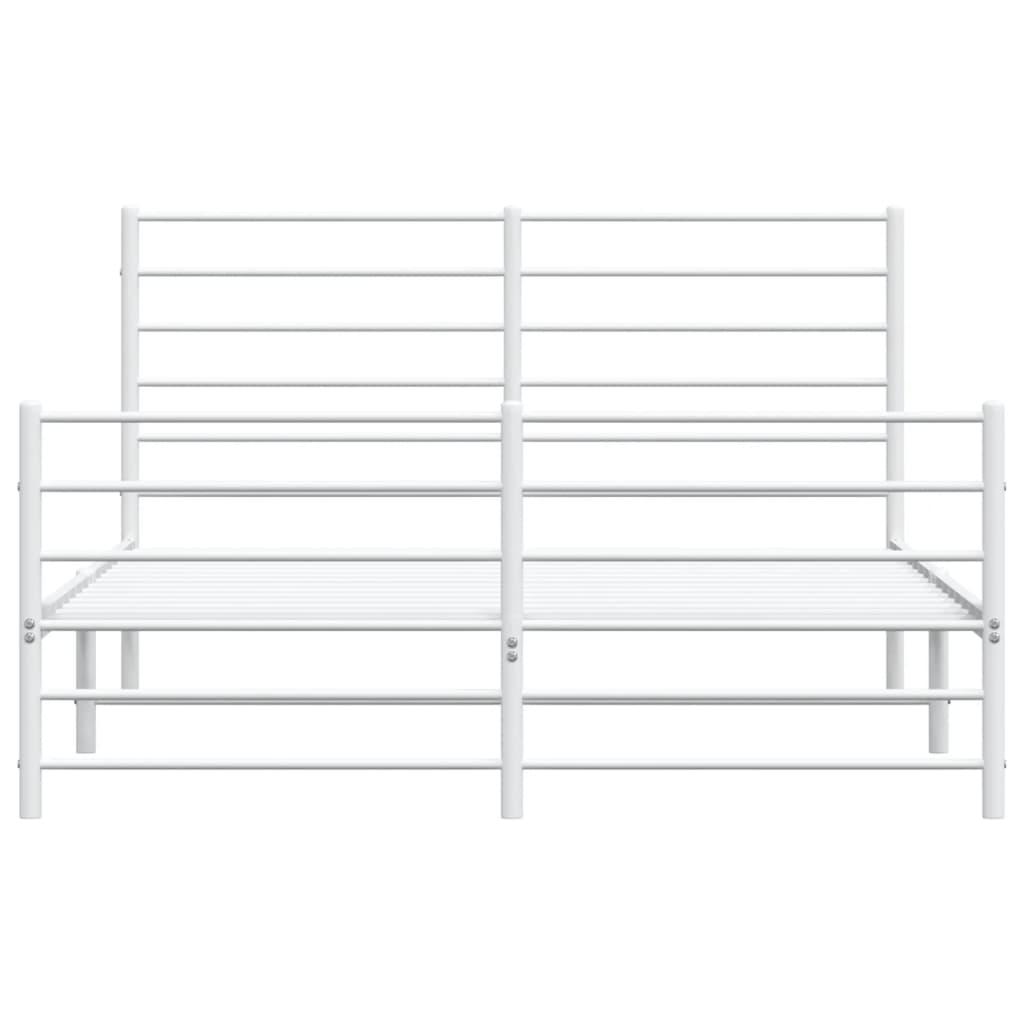 Metal Bed Frame without Mattress with Footboard White 135x190 cm