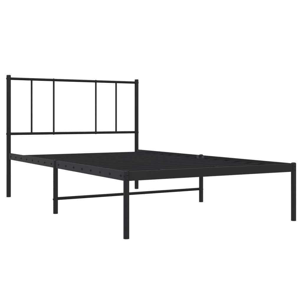Metal Bed Frame without Mattress with Headboard Black 90x190 cm