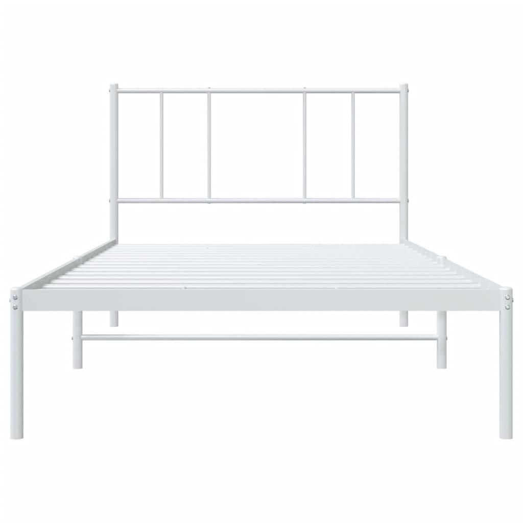 Metal Bed Frame without Mattress with Headboard White 90x190 cm