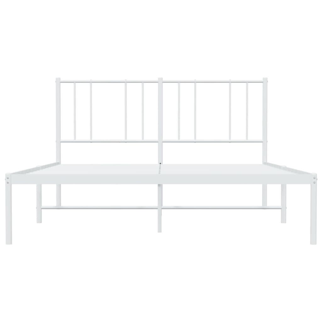 Metal Bed Frame without Mattress with Headboard White 135x190 cm