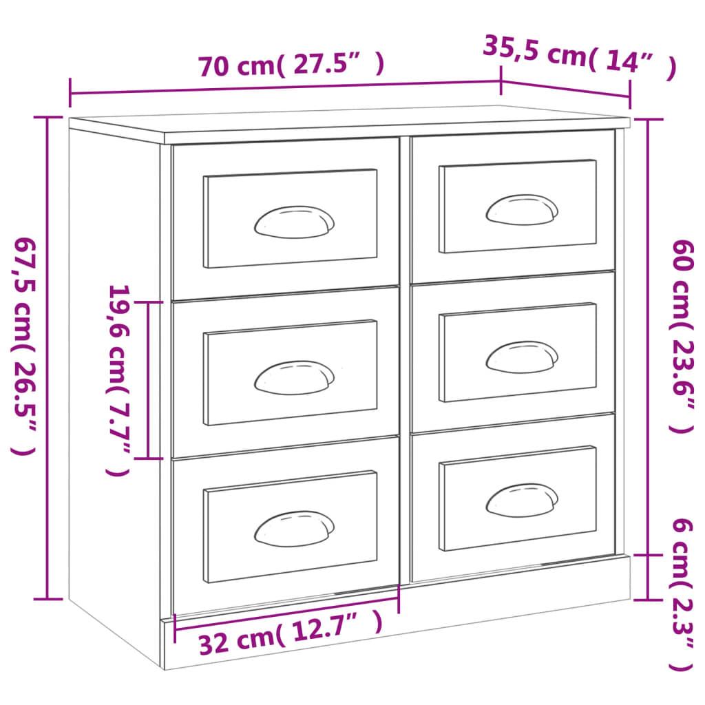 Sideboard High Gloss White 70x35.5x67.5 cm Engineered Wood