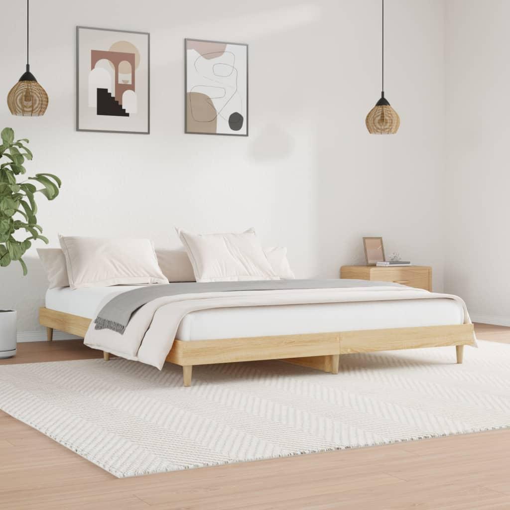 Bed Frame without Mattress Sonoma Oak 150x200 cm Engineered Wood