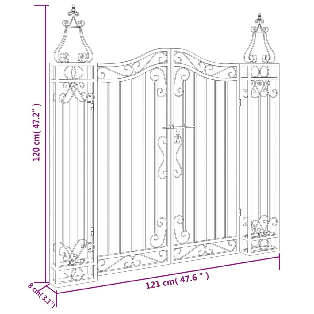 Garden Gate Black 121x8x120 cm Wrought Iron