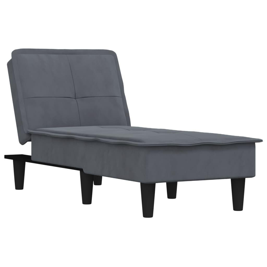 Chaise Longue Dark Grey Velvet