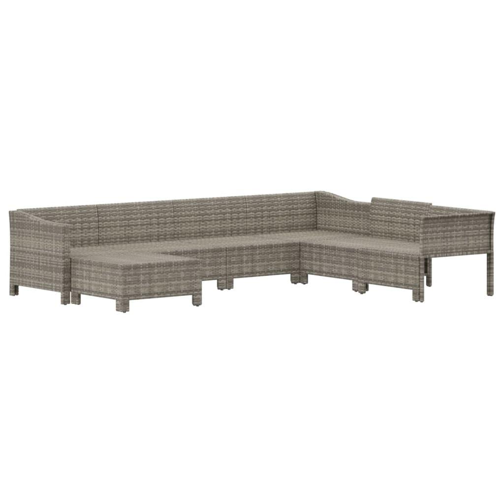 7 Piece Garden Lounge Set with Cushions Grey Poly Rattan