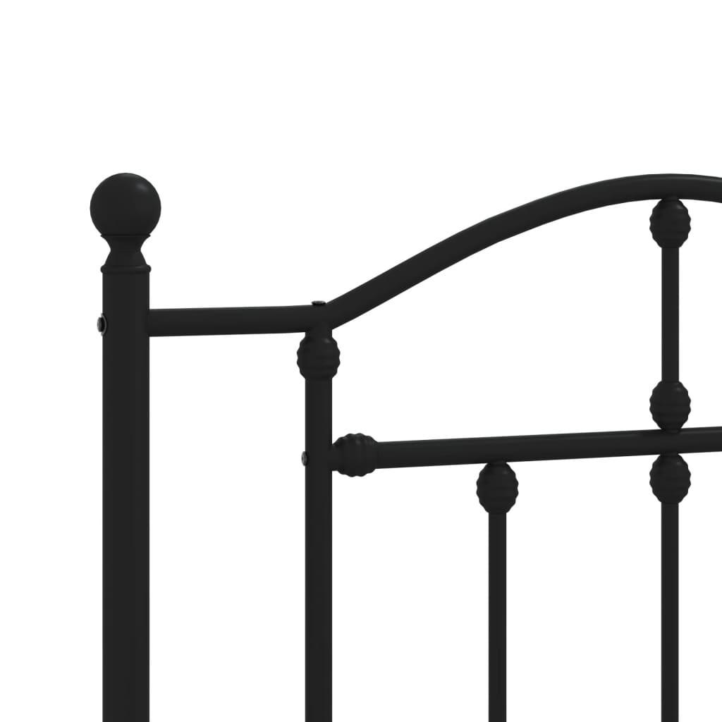 Metal Bed Frame without Mattress with Headboard Black 90x190 cm