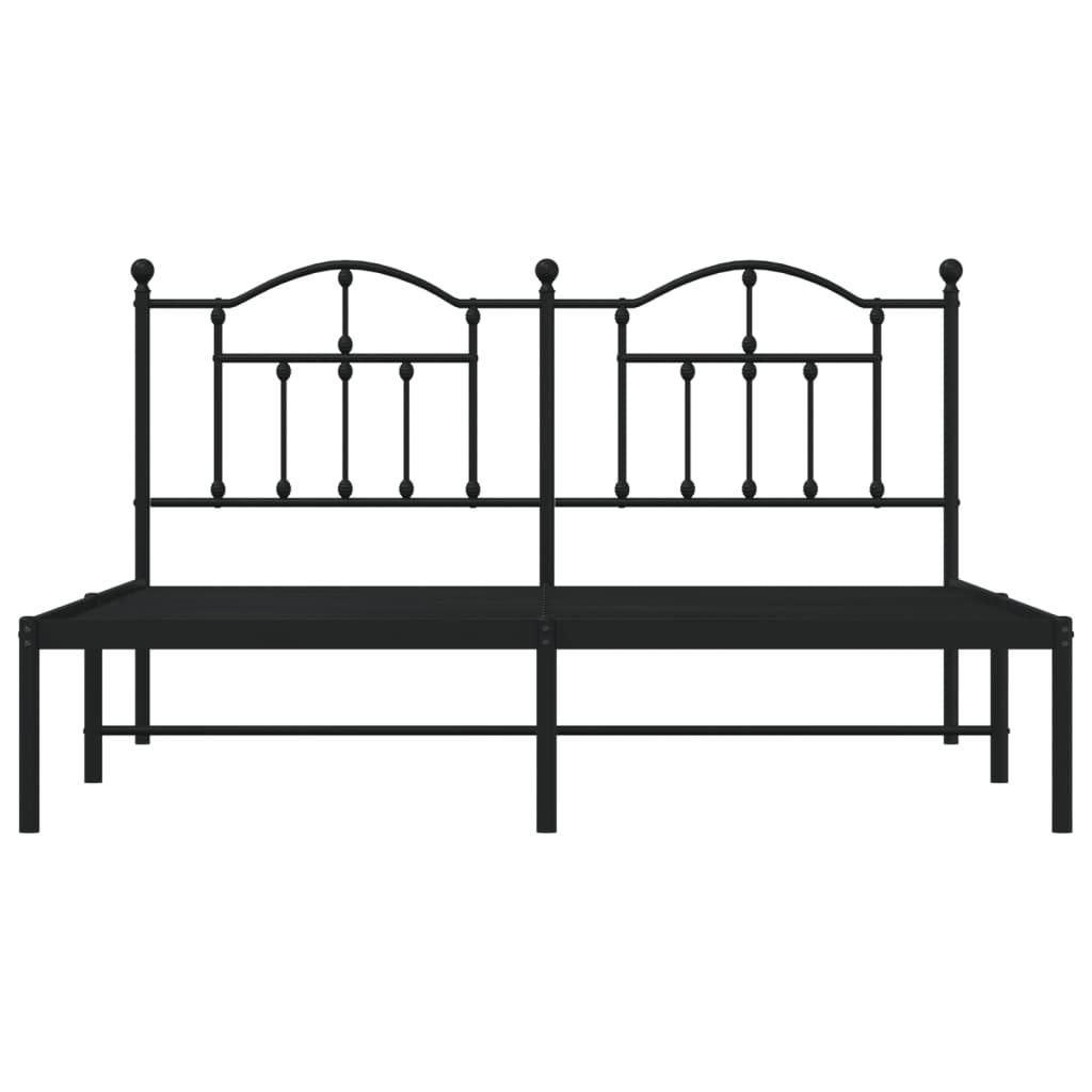 Metal Bed Frame without Mattress with Headboard Black 183x203 cm King