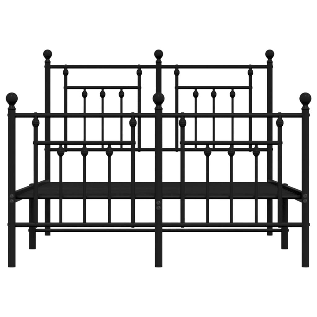 Metal Bed Frame without Mattress with Footboard Black 135x190 cm