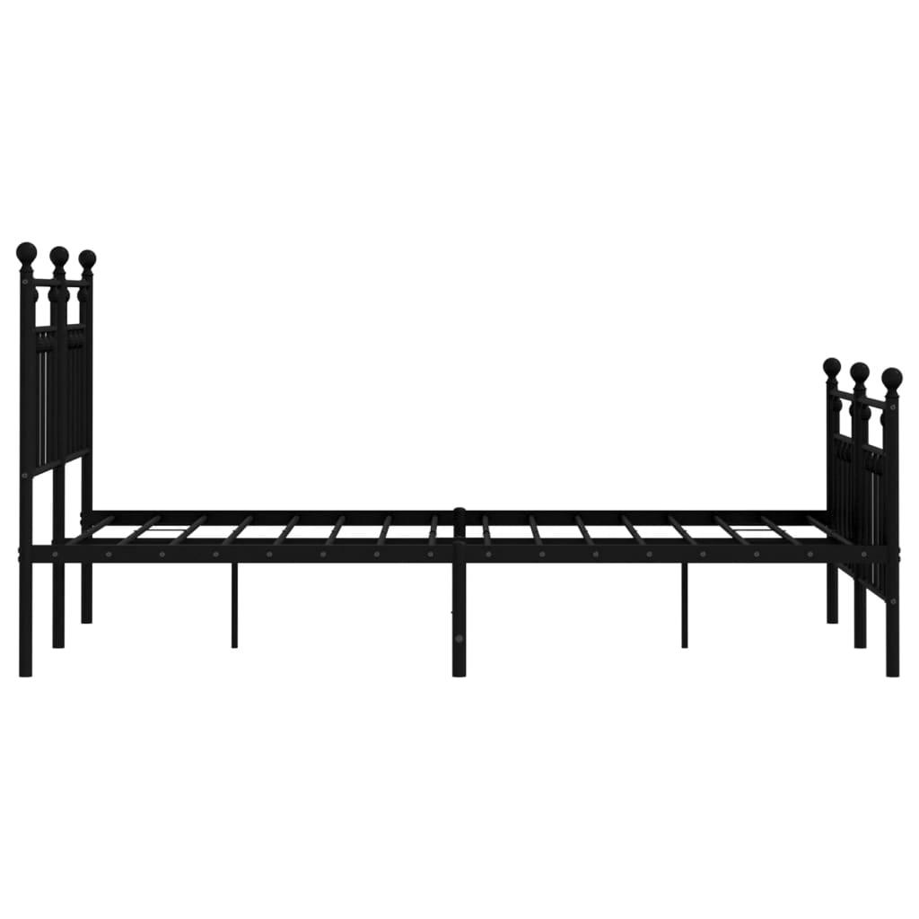 Metal Bed Frame without Mattress with Footboard Black 135x190 cm