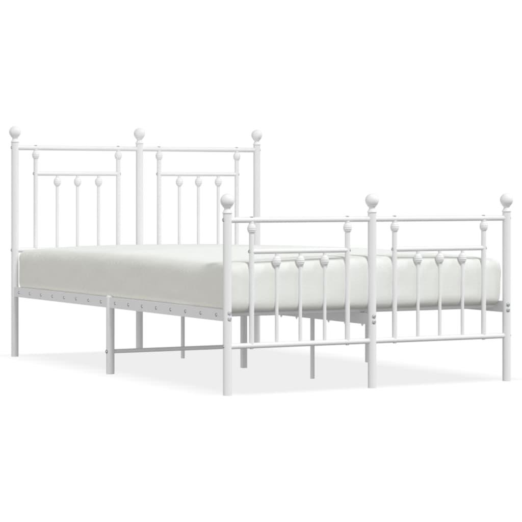 Metal Bed Frame without Mattress with Footboard White 135x190 cm