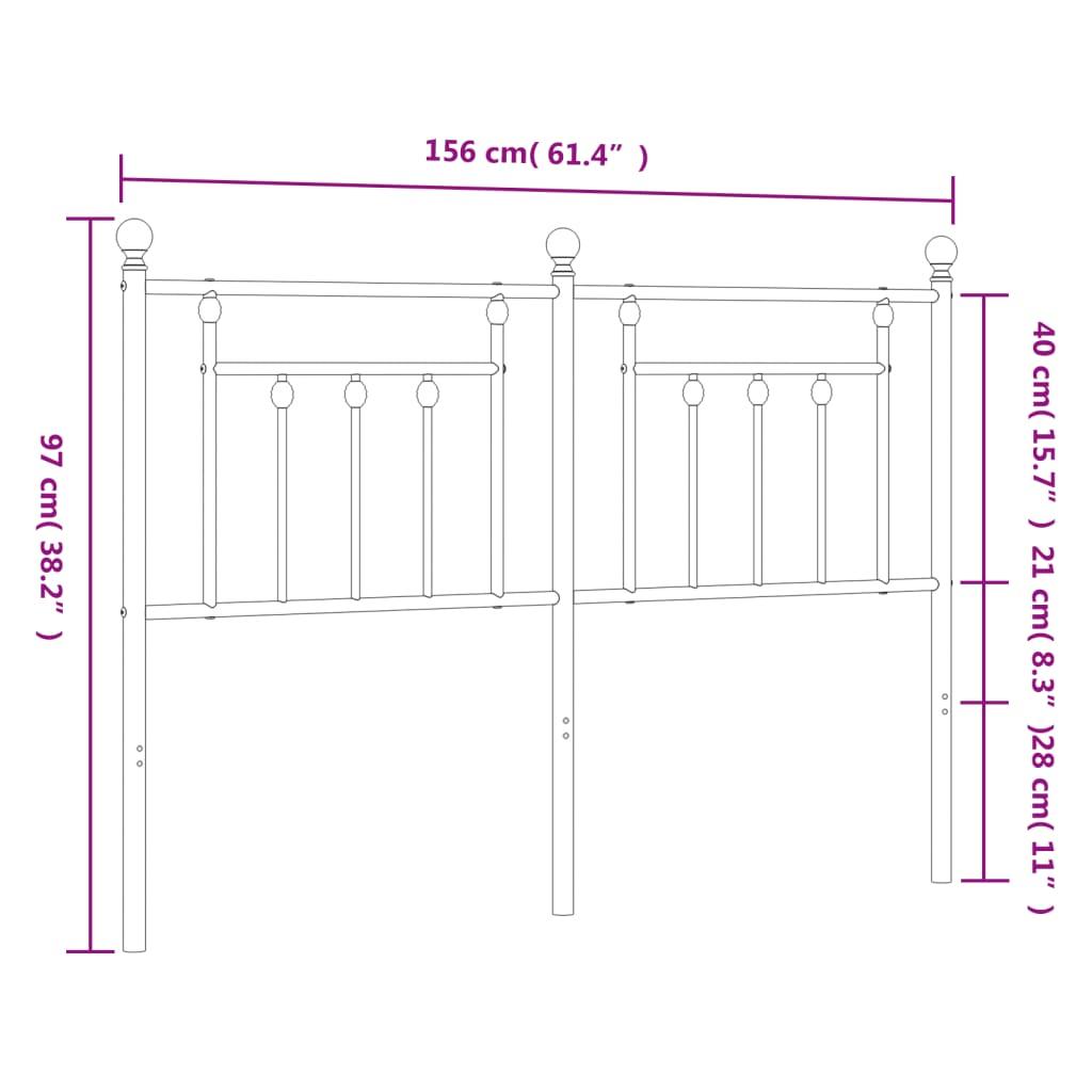 Metal Headboard White 152 cm Queen