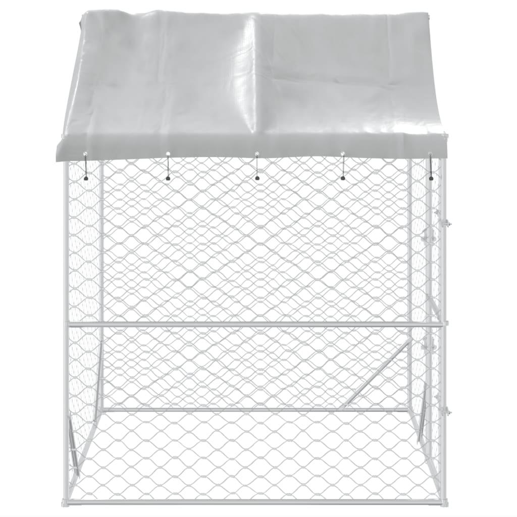 Outdoor Dog Kennel with Roof Silver 2x2x2.5 m Galvanised Steel